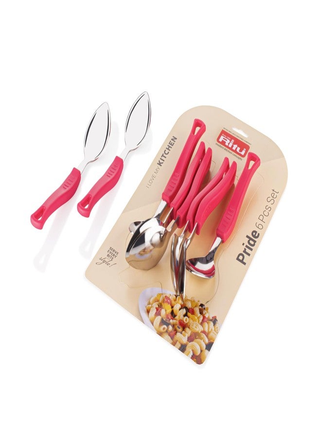RITU 6 Pieces Stainless Steel Dessert Spoon Big Pride Spoon Set for Home & Kitchen | Desserts & Frozen Treats | Cutlery Set Food Grade Silverware for Tableware - Image 2