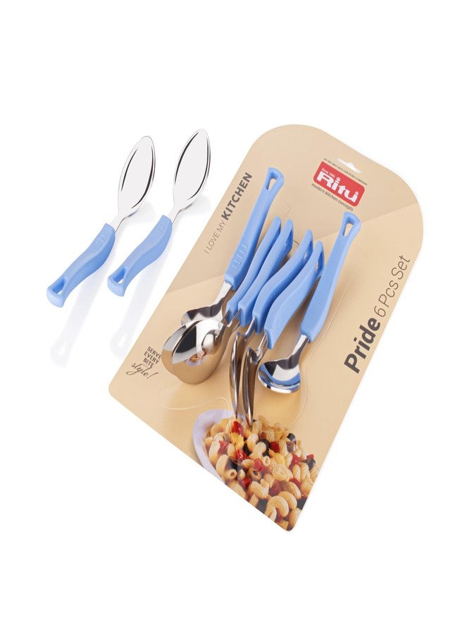 RITU 6 Pieces Stainless Steel Dessert Spoon Big Pride Spoon Set for Home & Kitchen | Desserts & Frozen Treats | Cutlery Set Food Grade Silverware for Tableware - Image 1