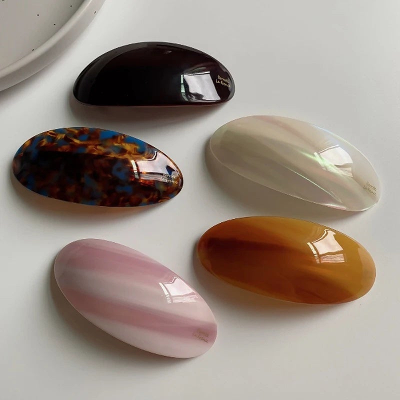 Retro Elegant Hair Clips French Low Ponytail Clips Acetic Acid Barrettes Oval Shaped Hairpins Headwear for Korean Women Clips - Image 5