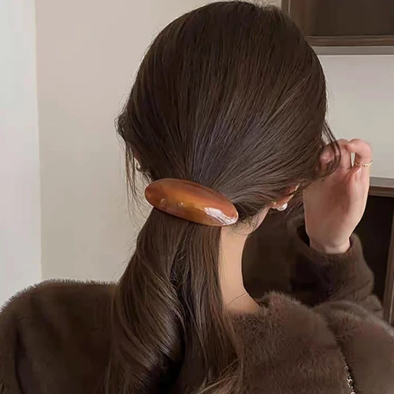 Retro Elegant Hair Clips French Low Ponytail Clips Acetic Acid Barrettes Oval Shaped Hairpins Headwear for Korean Women Clips - Image 2