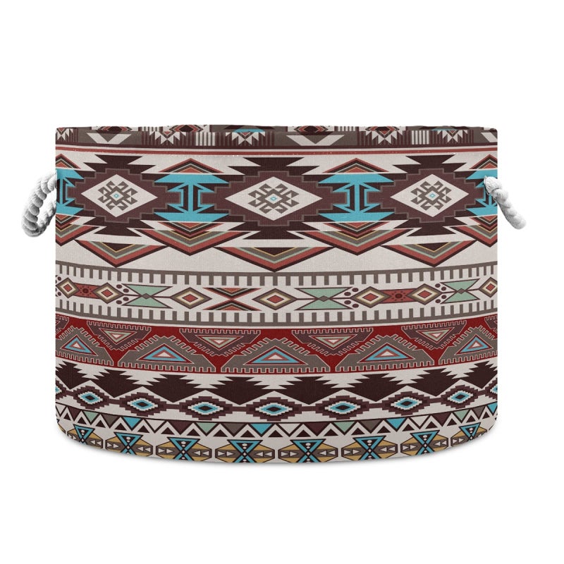 xigua Large Storage Basket Cotton Rope Basket Aztec Navajo Pattern Baby Laundry Basket for Blankets Toys Storage Basket Laundry Hamper