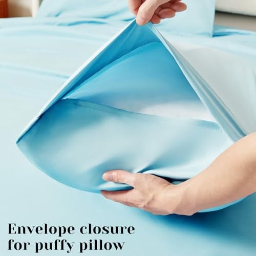 BYSURE 6 Pieces Bed Sheets Set(King, Aqua Blue) - Hotel Luxury Super Soft 1800 Thread Count 100% Microfiber Sheets with Deep Pockets, Wrinkle & Fade Resistant - Image 5
