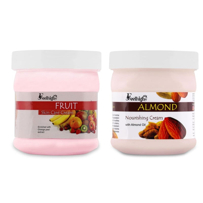 FeelhighFruit Cream Almond Cream Combo 500ml Each Nourishing Skincare for Soft and Healthy Skin - Image 1