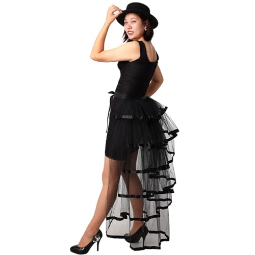 GRACEART Victorian Steampunk Bustle Skirt 6 Layered Tie-on Belt Tulle Tutu Overskirt A-black - Image 2