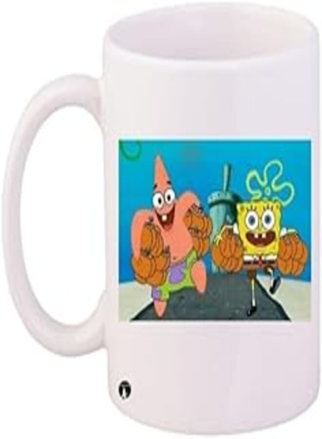 RYN Spongebob Squarepants Printed Coffee Mug White/Blue/Yellow 11Ounce - RYNmg9631