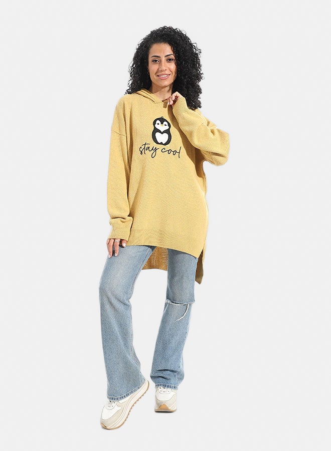 Andora Printed Long Sleeves Hoodie _ Mustard - Image 4