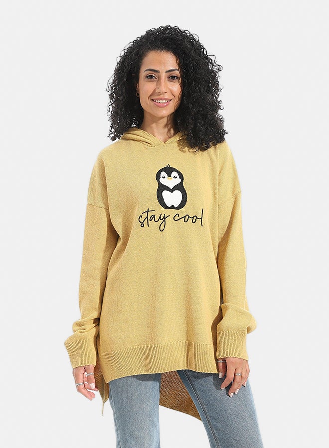 Andora Printed Long Sleeves Hoodie _ Mustard - Image 1