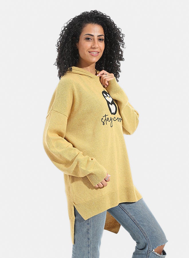 Andora Printed Long Sleeves Hoodie _ Mustard - Image 2
