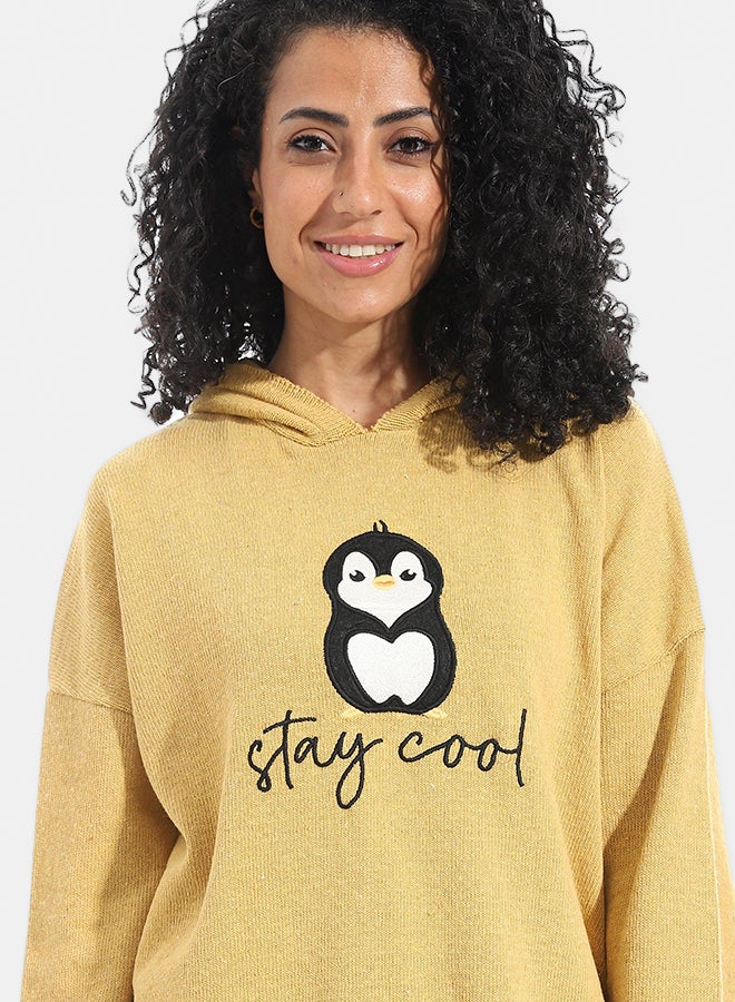 Andora Printed Long Sleeves Hoodie _ Mustard - Image 3
