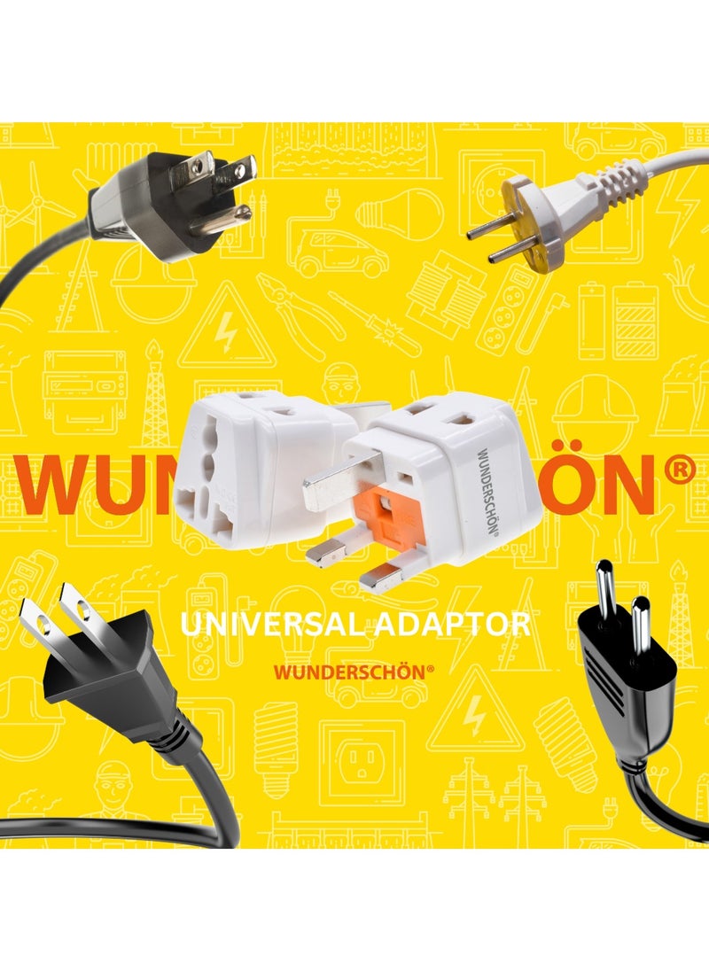 WUNDERSCHÖN - WUNEDRSCHÖN | Universal To UK Plug Adaptor, Two Outlets Converter 220-250 Volts 13 A Fused, Compact Size Travel Adaptor (UNIVERSAL to UK, White) - Image 1