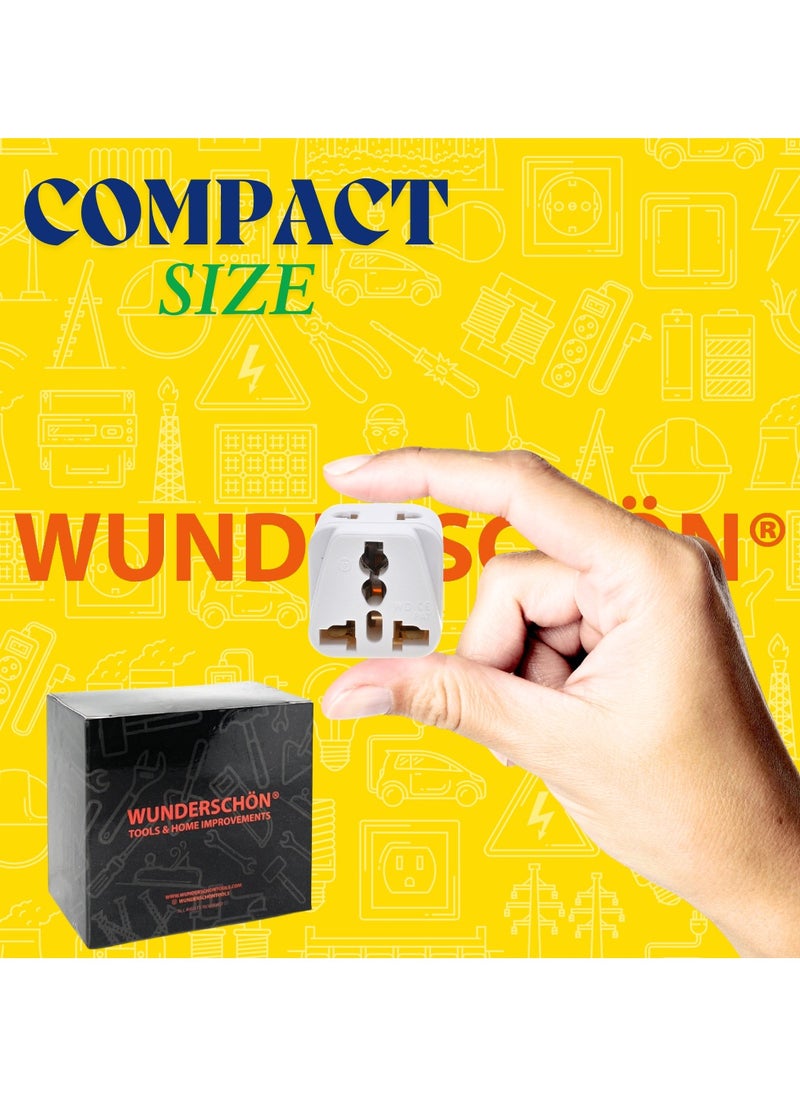 WUNDERSCHÖN - WUNEDRSCHÖN | Universal To UK Plug Adaptor, Two Outlets Converter 220-250 Volts 13 A Fused, Compact Size Travel Adaptor (UNIVERSAL to UK, White) - Image 1