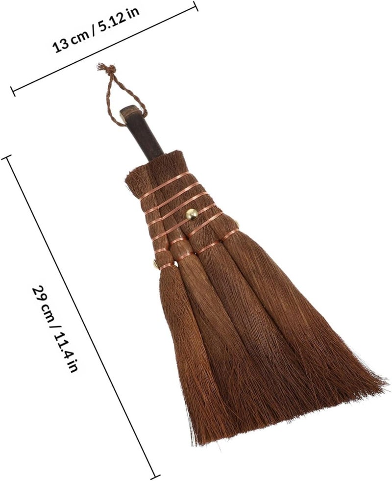 Natural Fiber Mini Broom Household Cleaning Tool Manual Dust Removing Brush for Kitchen and Furniture Cleaning, Light Brown Compact Sweeping Supply - Image 2