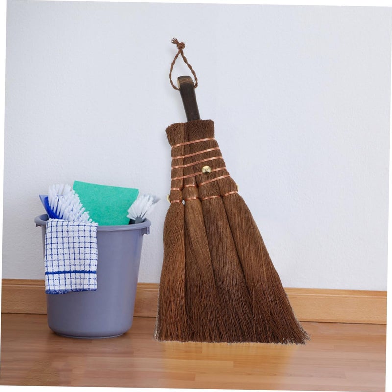 Natural Fiber Mini Broom Household Cleaning Tool Manual Dust Removing Brush for Kitchen and Furniture Cleaning, Light Brown Compact Sweeping Supply - Image 5