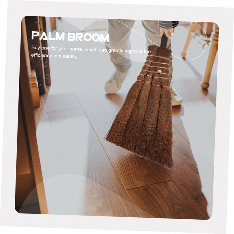 Natural Fiber Mini Broom Household Cleaning Tool Manual Dust Removing Brush for Kitchen and Furniture Cleaning, Light Brown Compact Sweeping Supply - Image 3