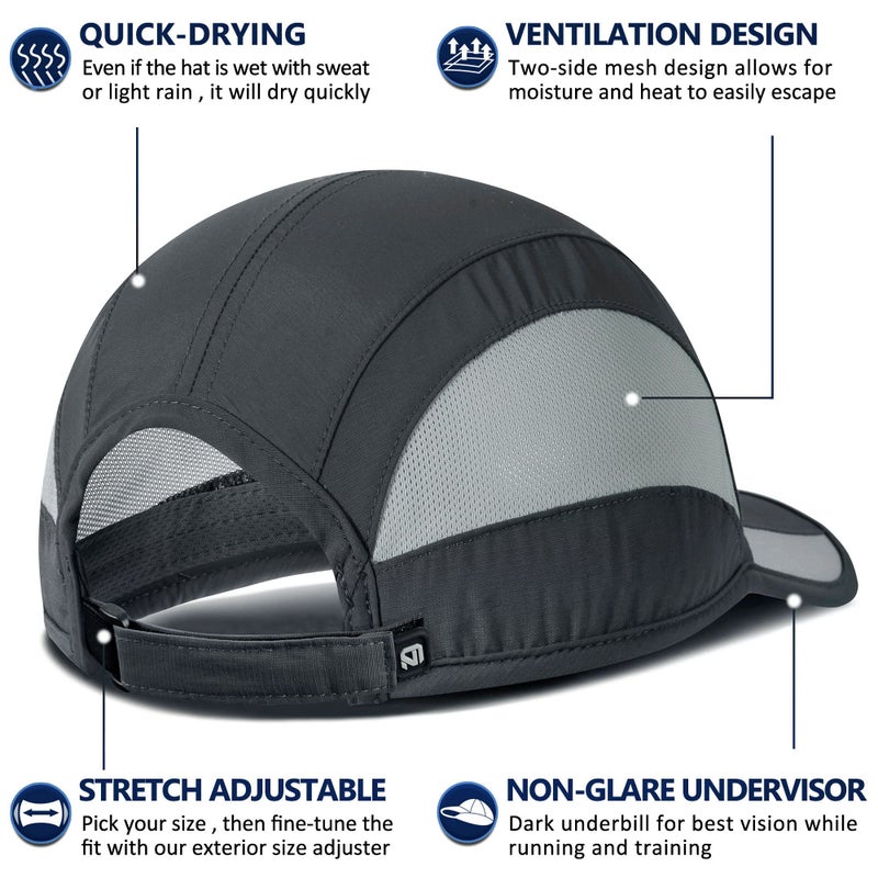 GADIEMKENSD GADIEMKENSD Outdoor Running Hat Men's Cooling UPF50+ Womens Baseball Cap Sport Mesh Sun Hat Trucker Dad Hats Quick Dry Breathable Unstructured for Summer Camping Fishing Hiking Improved Dark Gray M  - Image 3