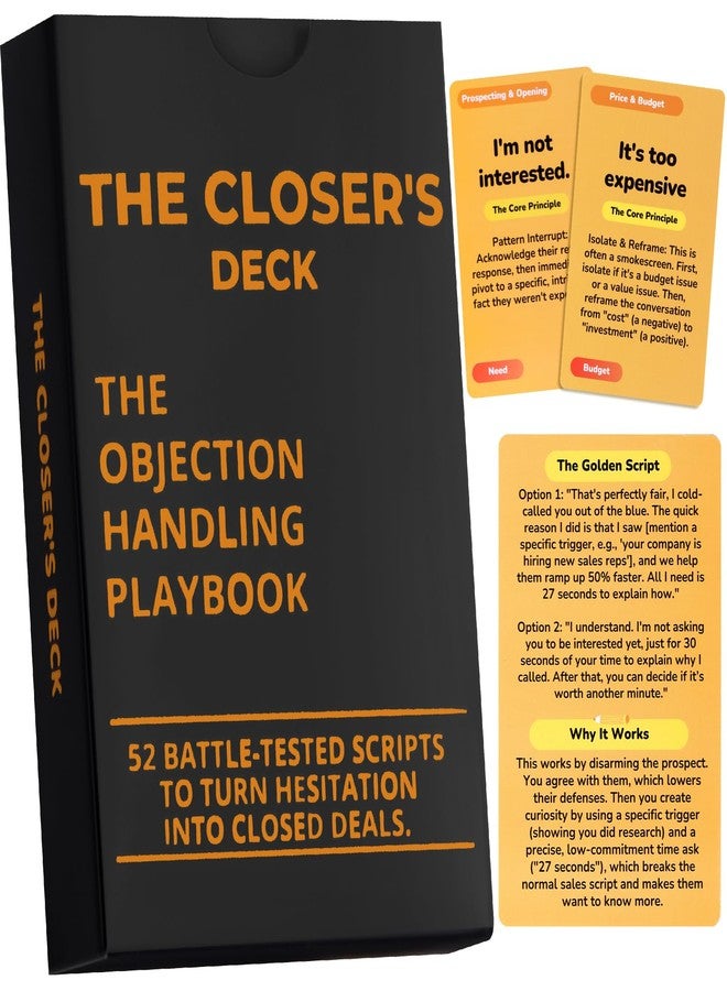 UHillMinerva The Objection Master Deck | 52 Sales Training Flashcards to Master Objection Handling & Close Deals | Professional Sales Tools, Sales Teams & Role-Playing Practice - Image 1