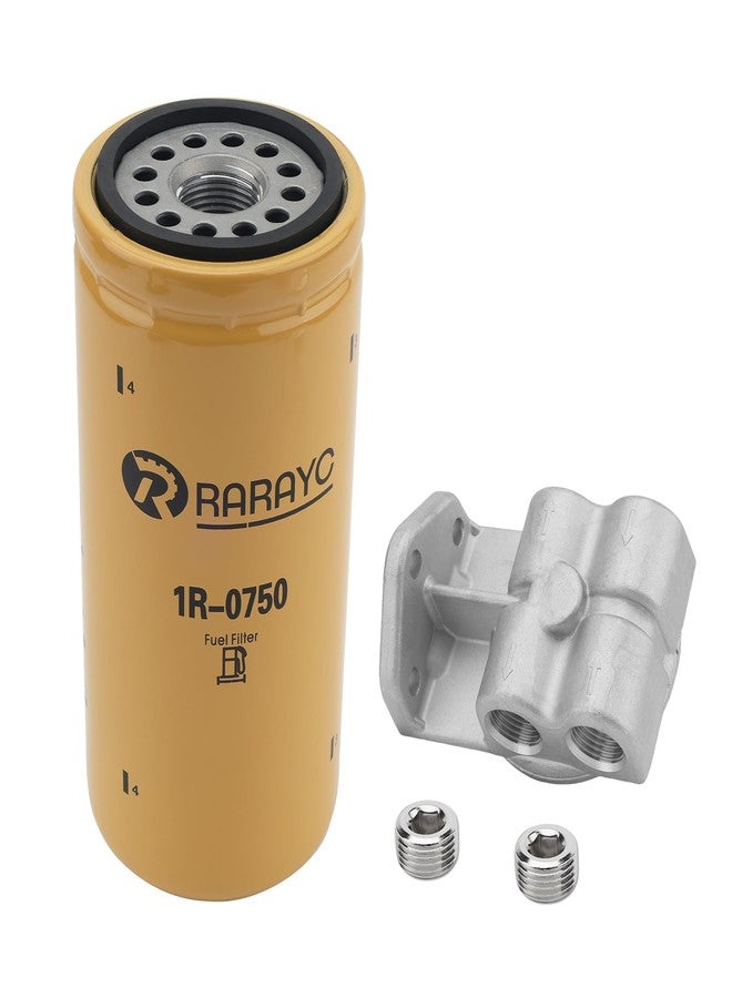 RARAYC طقم فلتر وقود RARAYC 1R-0750 للتركيب عن بُعد مع قاعدة NPT مقاس 1/2 بوصة، متوافق مع شاحنات شيفروليه/جي إم سي من 2001 إلى 2016، بديل لأنظمة فلتر وقود الديزل الثقيلة CAT 1R-0749 وWIX 33405 وBaldwin BF7587 - Image 1