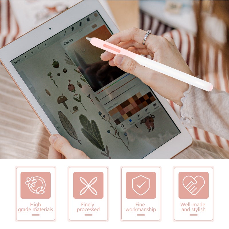 2pcs Silicone Pencil Sleeve Translucent Silicone Pen Holder Compatible for Apple Pencil 2 - Image 5