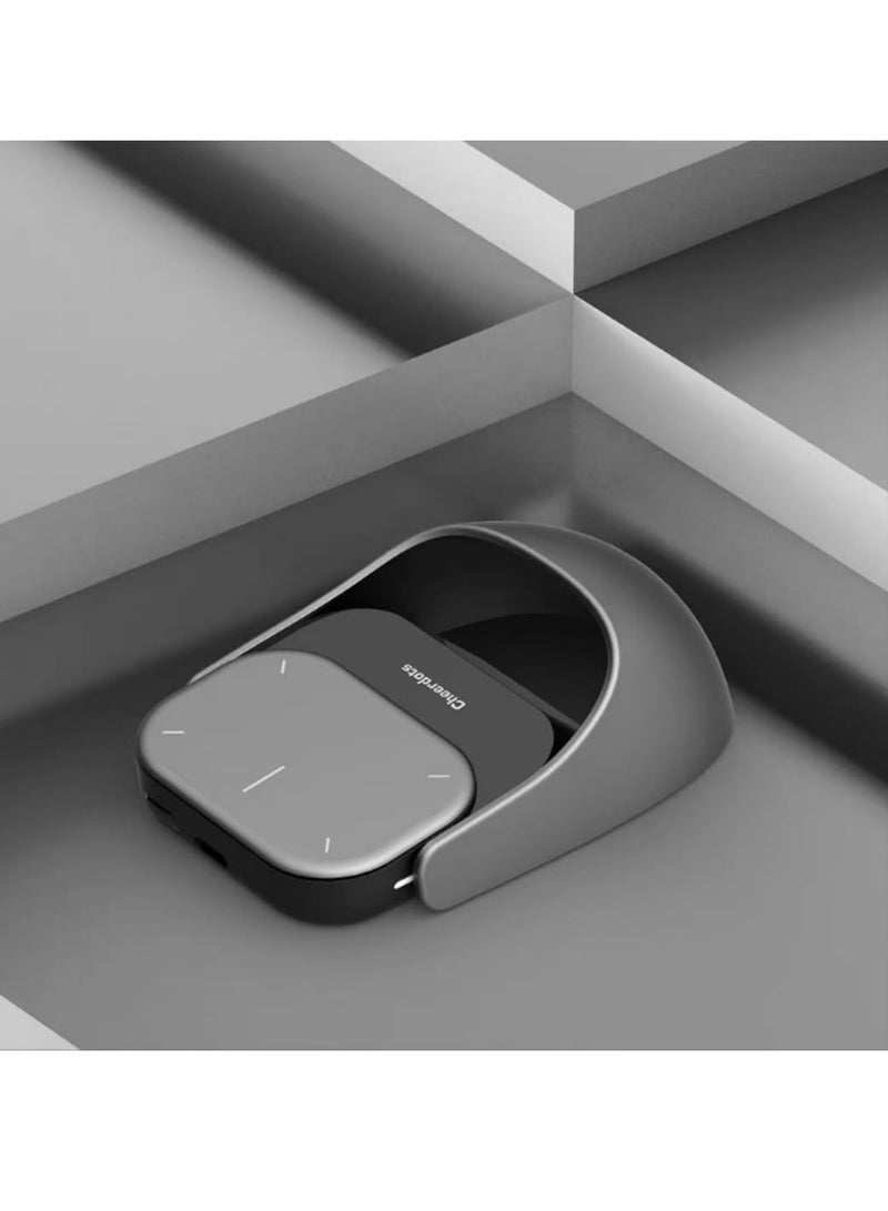 Removable Bluetooth Air Mouse with Touchpad and Recording, Wireless Presentation Remote with Laser Pointer for Mac, Windows (Recording, Silver) - Image 1