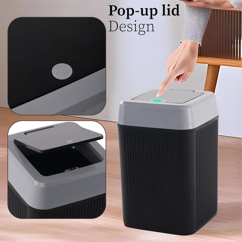 Kuber Industries 2 Pcs Waste Basket for Kitchen 10 Ltr Dustbin with One Touch Press Open Lid | Office and Bathroom Dustbin Garbage Trash Can Bin | Portable Dust Bins for Home | Orbit | Black - Image 4