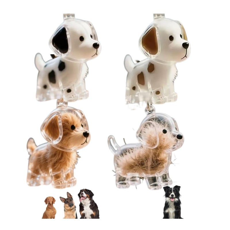 EPMANN 4Pcs Dog Hair Collector Keychain Charm Memorial Storage Box, Transparent Bottle for Pet Hairs Keychain - Image 1