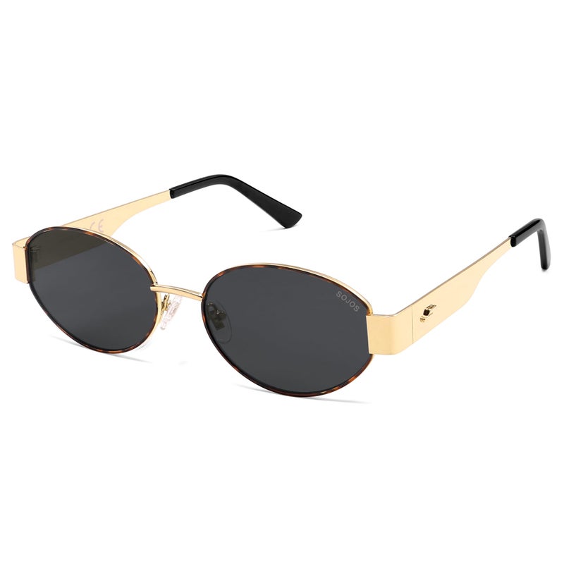SOJOS Retro Oval Sunglasses for Women Trendy Classic Shades UV400 Protection,Tortoise&Gold/Grey - Image 1