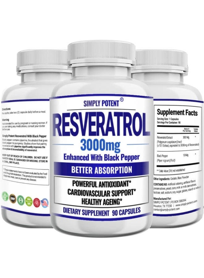 Simply Potent Resveratrol 3000mg Supplement - Image 1