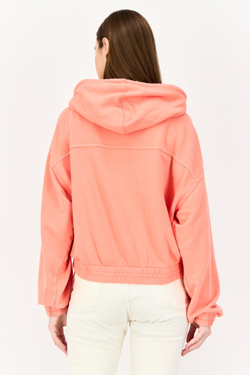 Aerie Women Hooded Full Zip Long Sleeve Sweatshirt, Orange - Image 4