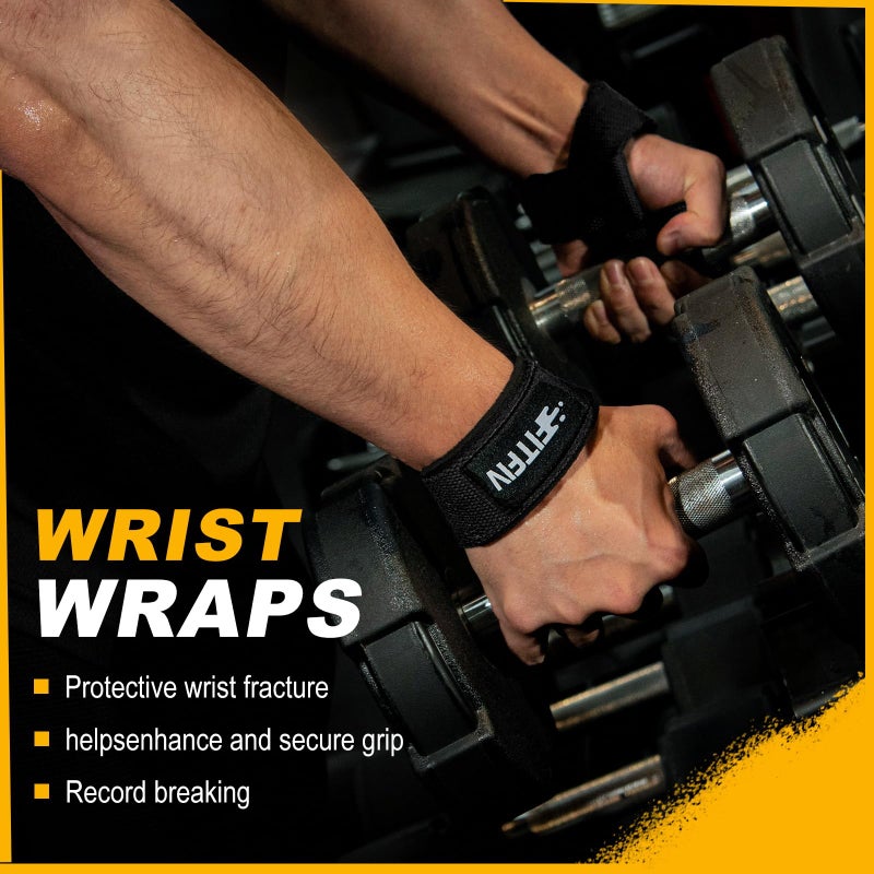 FITFIV Lifting Straps for Weightlifting, Lifting Wrist Straps for Gym Strength Training, Neoprene-padded Wrist Cushion - Men & Women - Image 4