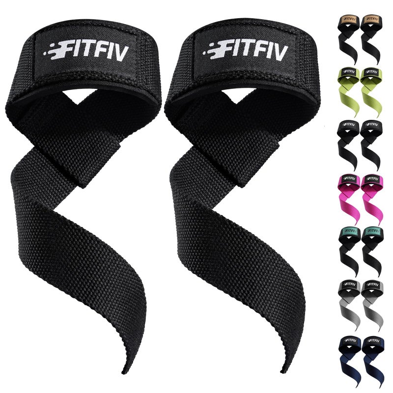 FITFIV Lifting Straps for Weightlifting, Lifting Wrist Straps for Gym Strength Training, Neoprene-padded Wrist Cushion - Men & Women - Image 1