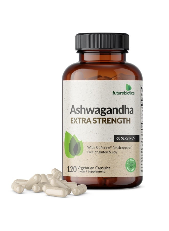 فيوتشر بايوتكس فيتشر بيوتيكس أشواغاندا القوة الإضافية مع بايوبيرين – 120 كبسولة نباتية – أعشاب أدابتوجين لدعم الطاقة والتركيز والتوازن اليومي – خالٍ من الغلوتين وفول الصويا وغير معدل وراثيًا - Image 1