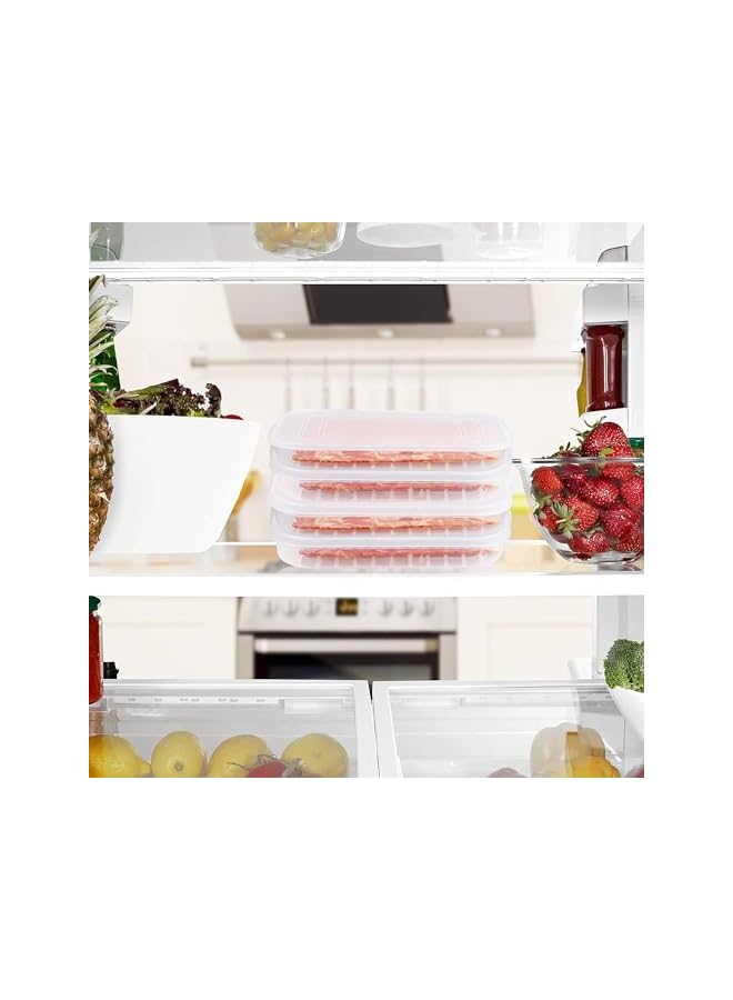 Green Tiger 4 Packs Bacon Container for Refrigerator,Deli Meat Container for Fridge, Stackable Portable Freezer Storage Containers Food Storage Containers with Lids for Fish and Seafood - Image 2
