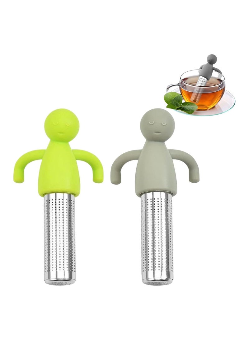 CMGTYYD 2 Pcs Tea Infuser, Loose Tea Infuse, Tea Strainer, Reusable Cute Loose Leaf Tea Infuser Silicone Tea Diffuser for Teapots Cups Mugs to Brewing Steeping Loose Leaf(Green+Gray) - Image 1