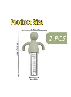 CMGTYYD 2 Pcs Tea Infuser, Loose Tea Infuse, Tea Strainer, Reusable Cute Loose Leaf Tea Infuser Silicone Tea Diffuser for Teapots Cups Mugs to Brewing Steeping Loose Leaf(Green+Gray)  - Image 2