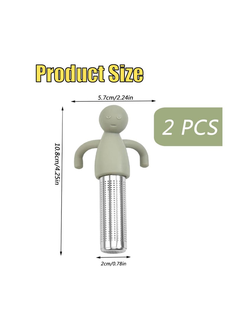 CMGTYYD 2 Pcs Tea Infuser, Loose Tea Infuse, Tea Strainer, Reusable Cute Loose Leaf Tea Infuser Silicone Tea Diffuser for Teapots Cups Mugs to Brewing Steeping Loose Leaf(Green+Gray) - Image 2