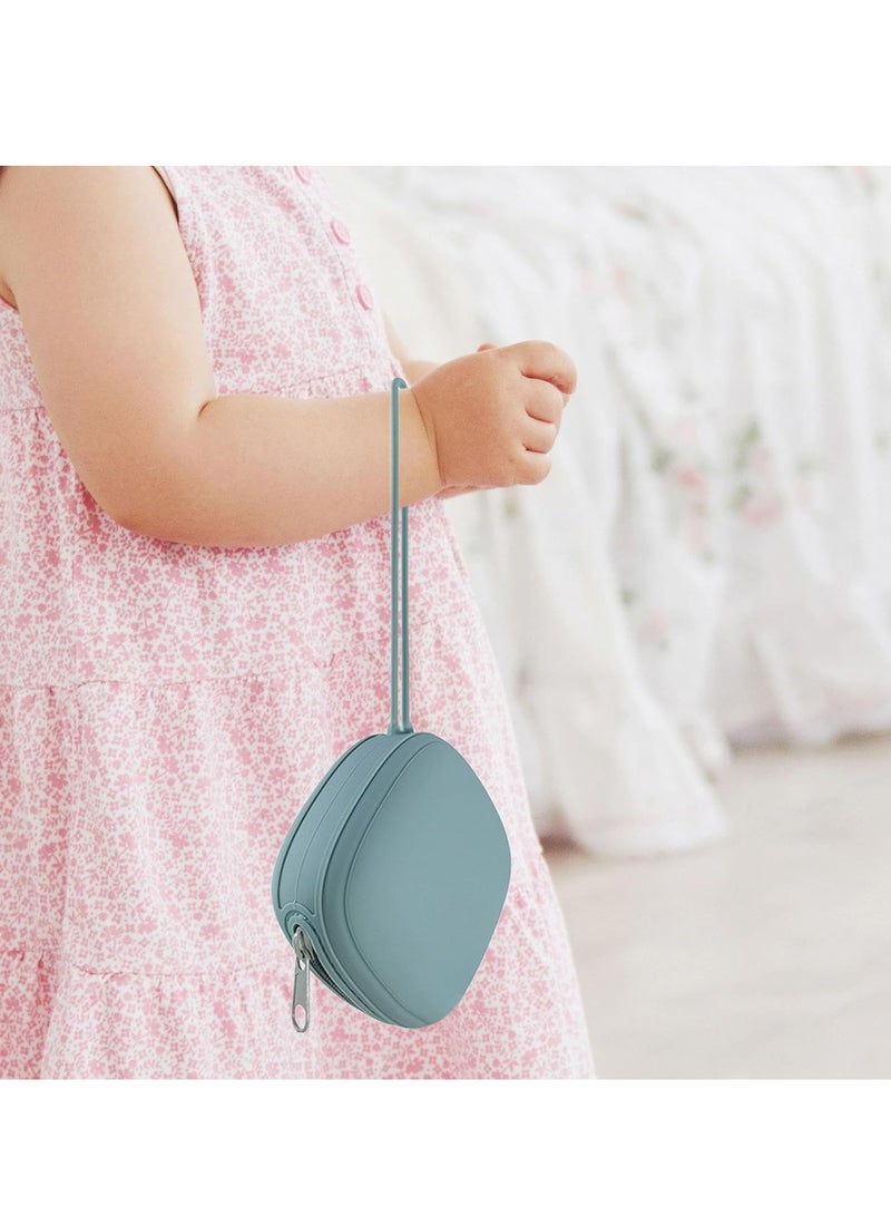 Silicone Pacifier Holder Case, Baby Binky Silicone Cover Pouch Blue - Image 2