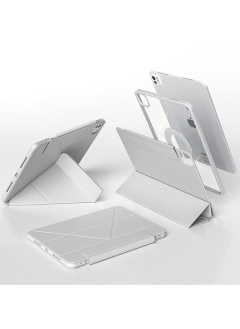 For 3Y Horizontal And Vertical Apple Air11 Shell Ipadpro13 Inch Protective Cover Multi-angle Flat 789 Buckle Mini7-color:Haze Gray-Aurora 4Y Fold (shell + Cover Buckle)-Applicable Models:Pro 7-13inch (model 2024)