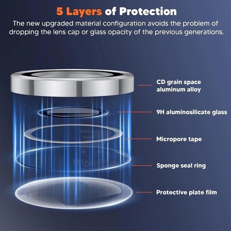 WonRia ® حزمة 2 - حلقة حماية عدسة الكاميرا لجهاز سامسونج جالاكسي Z فليب 7 5G، حلقات من سبائك الألمنيوم، إطار معدني فائق الوضوح - أسود - Image 4