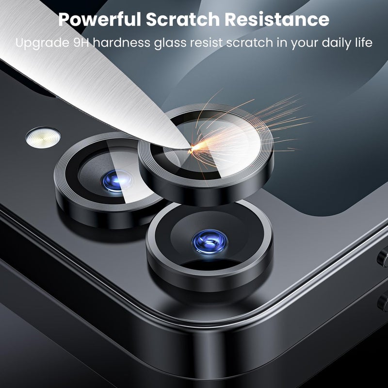 WonRia ® حزمة 2 - حلقة حماية عدسة الكاميرا لجهاز سامسونج جالاكسي Z فليب 7 5G، حلقات من سبائك الألمنيوم، إطار معدني فائق الوضوح - أسود - Image 3