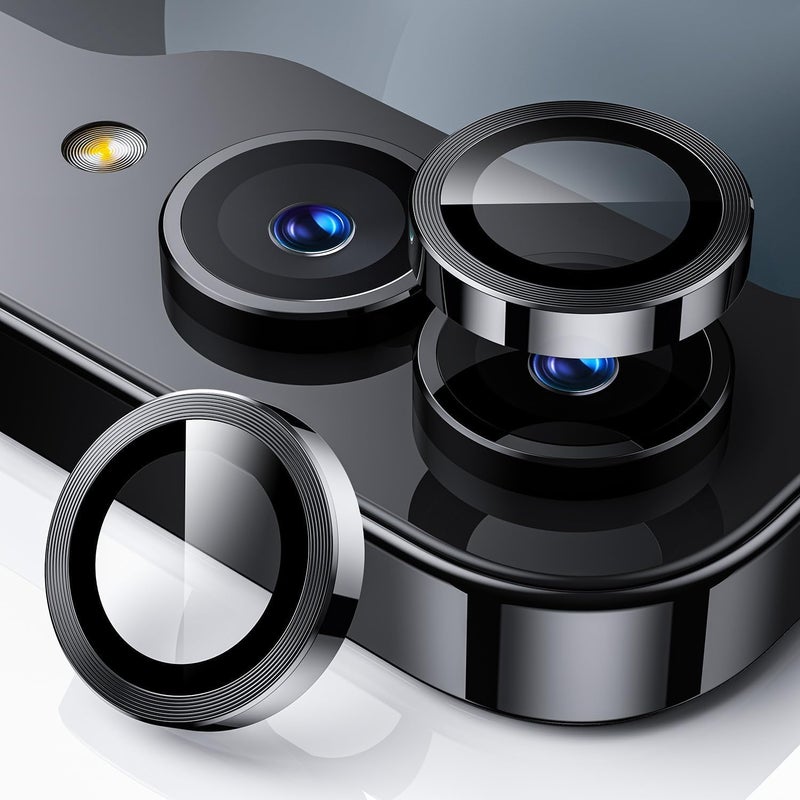 WonRia ® حزمة 2 - حلقة حماية عدسة الكاميرا لجهاز سامسونج جالاكسي Z فليب 7 5G، حلقات من سبائك الألمنيوم، إطار معدني فائق الوضوح - أسود - Image 1