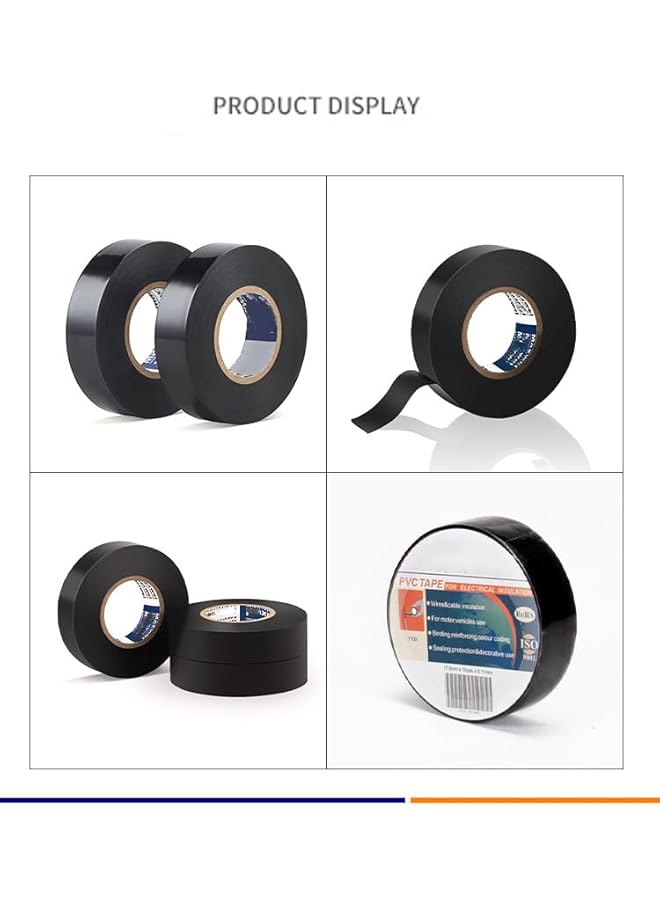 PROMASS promass Electrical Insulated Tape, 5Pcs 20m Black Flame-Retardant Insulated Waterproof PCV Electrical Electrical Tape, for All Weather Under 600V Outdoor Multipurpose Electric Insulating Wire Wrapping  - Image 2