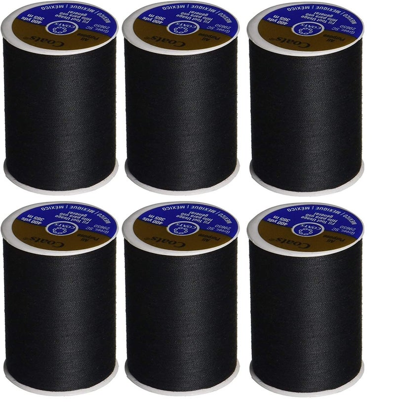 Coats Clark Dual Duty All Purpose Thread 400 Yards Black 2302 6Pack