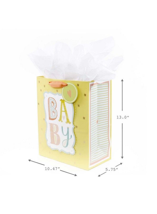 Hallmark 13" Large Gift Bag With Tissue Paper (Baby Yellow) For Baby Showers New Parents And More - Image 4