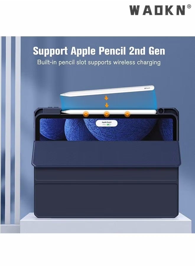 Hybrid Slim Case for iPad Pro 11-inch (4th / 3rd Generation) 2022/2021 - [Built-in Pencil Holder] Shockproof Cover w/Clear Transparent Back Shell, Also Fit iPad Pro 11" 2nd Gen, with Auto Wake Blue