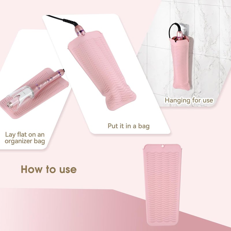 FaHaner FaHaner Heat Resistant Silicone Mat with Hanging Hole Style 3 Pcs Heat Resistant Mat Pouch for Hair Straightener Curling Iron Flat Iron and Hot Hair Tools 115  55 Inches  - Image 4