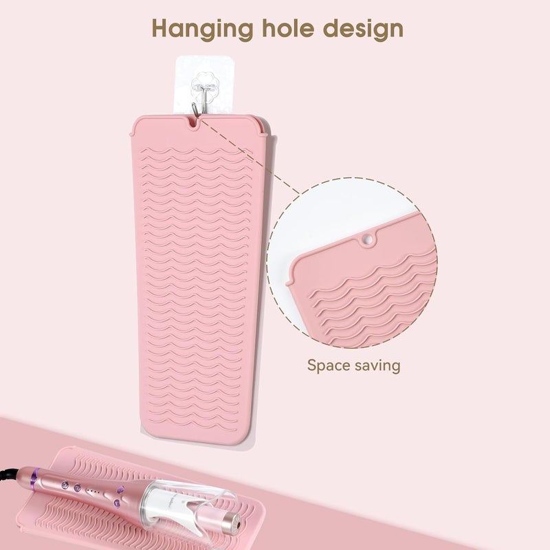 FaHaner FaHaner Heat Resistant Silicone Mat with Hanging Hole Style 3 Pcs Heat Resistant Mat Pouch for Hair Straightener Curling Iron Flat Iron and Hot Hair Tools 115  55 Inches  - Image 2