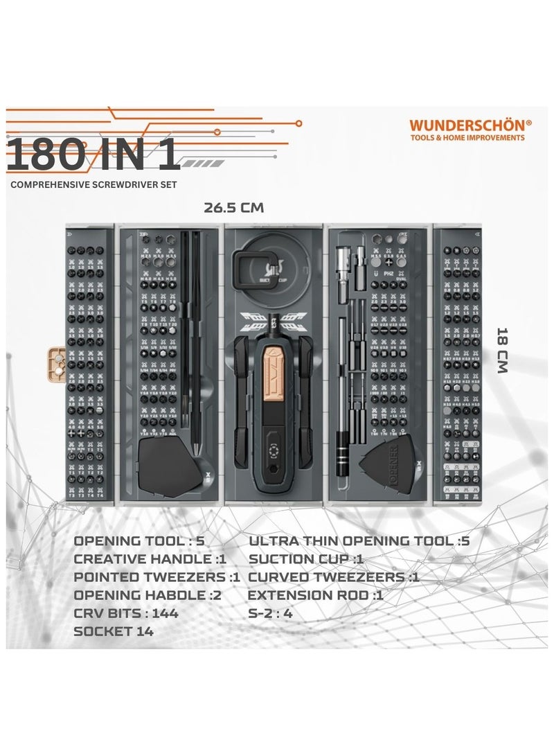 WUNDERSCHÖN WUNEDRSCHÖN | Set Of 180 Pieces Precision Screw Driver And Re-attachable Heads Suitable For Small Screws And Delicate Components -Laptop Mobile Watch Jewelry DIY  - Image 2