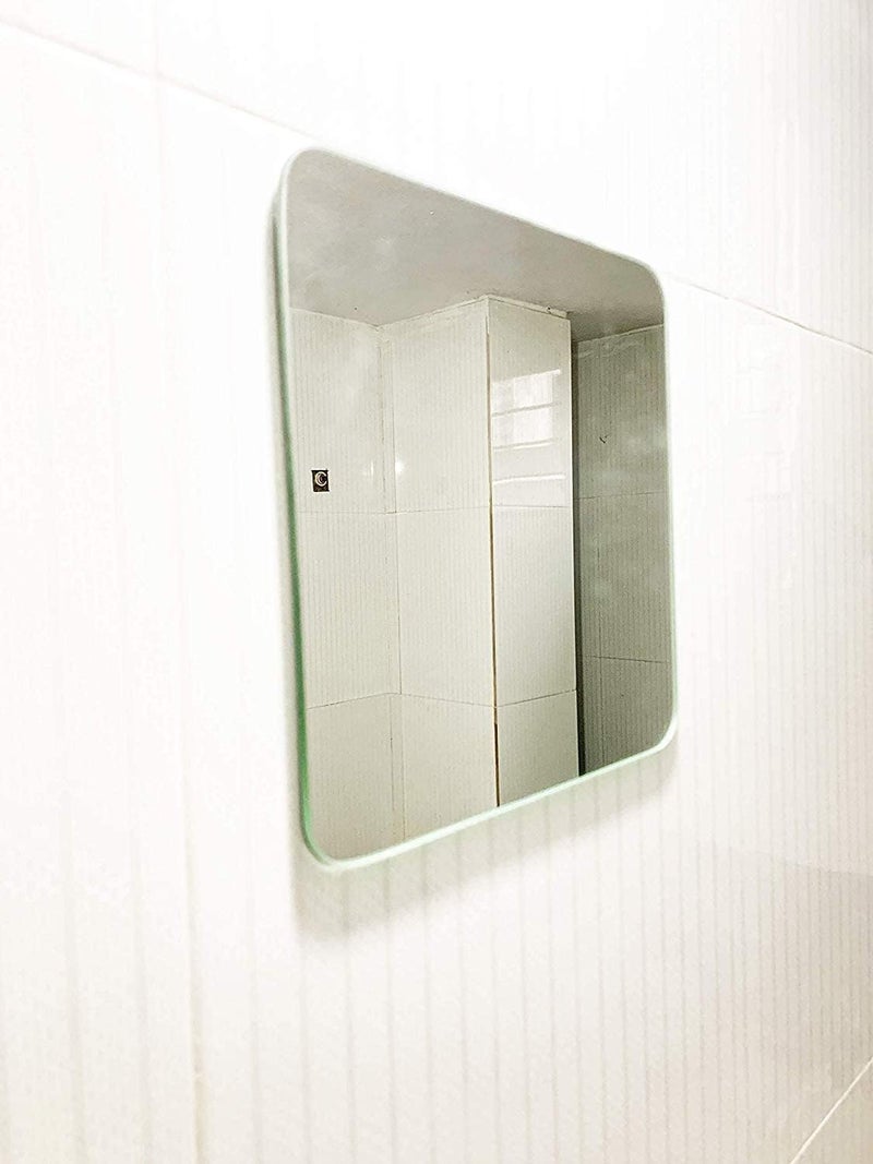 PRINCE ART Shave Mirror Glass Bathroom Wall Small Face Mirror for Shaving Kach Mirror for Bedroom Room Home Living Room Makeup Room TableSize 8x8 Inch 5mm Glass Pack of 1 Square Silver - Image 1