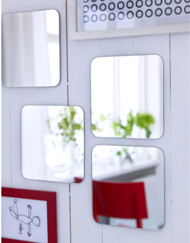 PRINCE ART Shave Mirror Glass Bathroom Wall Small Face Mirror for Shaving Kach Mirror for Bedroom Room Home Living Room Makeup Room TableSize 8x8 Inch 5mm Glass Pack of 1 Square Silver - Image 3