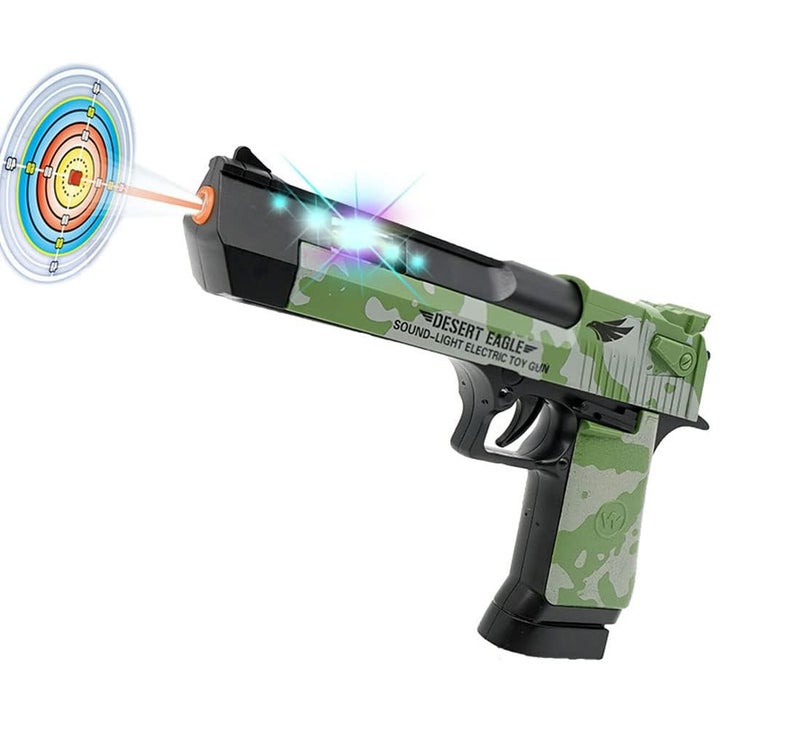 HOMOZE Desert Eagle Toy Gun for Kids | Police Army Style Pistol with Lights, Sounds, Moving Top Loader & Telescopic Barrel | Battery-Operated Electric Gun with Target Projection Color May Very - Image 1
